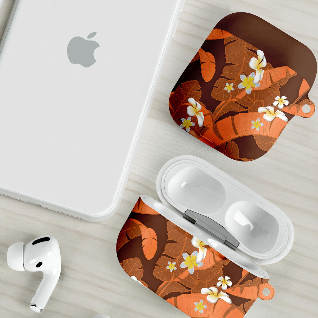 Orange Banana Leaf Hawaii AirPods Case Lau Maia Plumeria Tropical Summer Vibes LT14 - Polynesian Pride