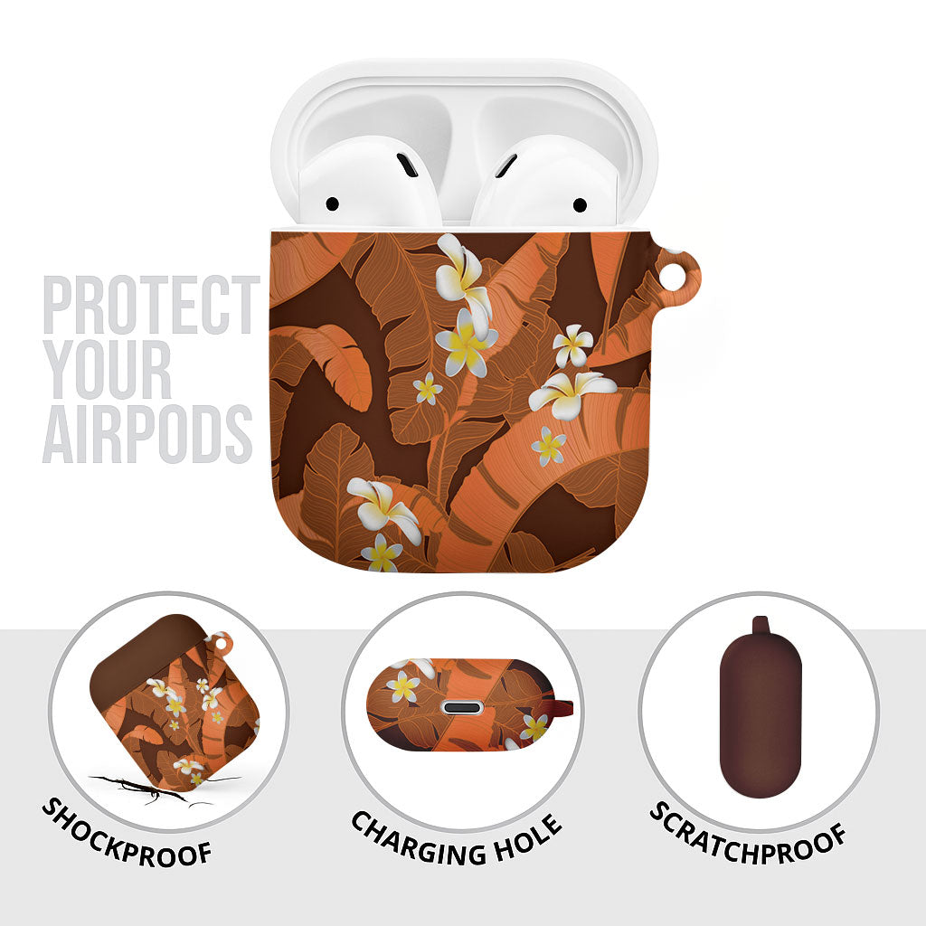 Orange Banana Leaf Hawaii AirPods Case Lau Maia Plumeria Tropical Summer Vibes LT14 - Polynesian Pride