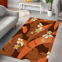 Orange Banana Leaf Hawaii Area Rug Lau Maia Plumeria Tropical Summer Vibes LT14 - Polynesian Pride