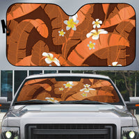 Orange Banana Leaf Hawaii Auto Sun Shade Lau Maia Plumeria Tropical Summer Vibes LT14 Orange - Polynesian Pride