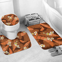 Orange Banana Leaf Hawaii Bathroom Set Lau Maia Plumeria Tropical Summer Vibes LT14 Mat Set Only (3 pcs) One Size Orange - Polynesian Pride