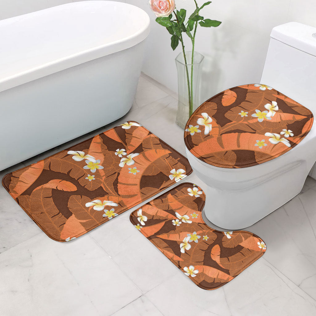 Orange Banana Leaf Hawaii Bathroom Set Lau Maia Plumeria Tropical Summer Vibes LT14 - Polynesian Pride