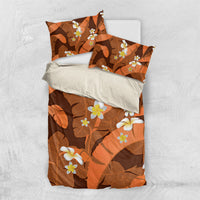 Orange Banana Leaf Hawaii Bedding Set Lau Maia Plumeria Tropical Summer Vibes LT14 US Twin 172cm x 218cm Orange - Polynesian Pride