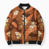 Orange Banana Leaf Hawaii Bomber Puffer Jacket Lau Maia Plumeria Tropical Summer Vibes LT14 Unisex Orange - Polynesian Pride