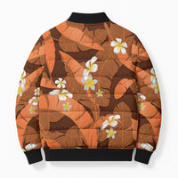 Orange Banana Leaf Hawaii Bomber Puffer Jacket Lau Maia Plumeria Tropical Summer Vibes LT14 - Polynesian Pride