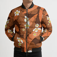 Orange Banana Leaf Hawaii Bomber Puffer Jacket Lau Maia Plumeria Tropical Summer Vibes LT14 - Polynesian Pride