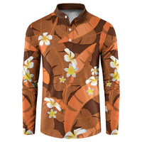 Orange Banana Leaf Hawaii Button Sweatshirt Lau Maia Plumeria Tropical Summer Vibes LT14 Orange - Polynesian Pride