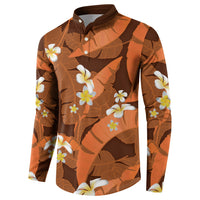 Orange Banana Leaf Hawaii Button Sweatshirt Lau Maia Plumeria Tropical Summer Vibes LT14 - Polynesian Pride