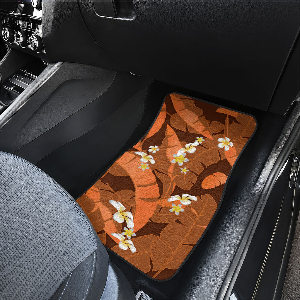 Orange Banana Leaf Hawaii Car Mats Lau Maia Plumeria Tropical Summer Vibes LT14 - Polynesian Pride