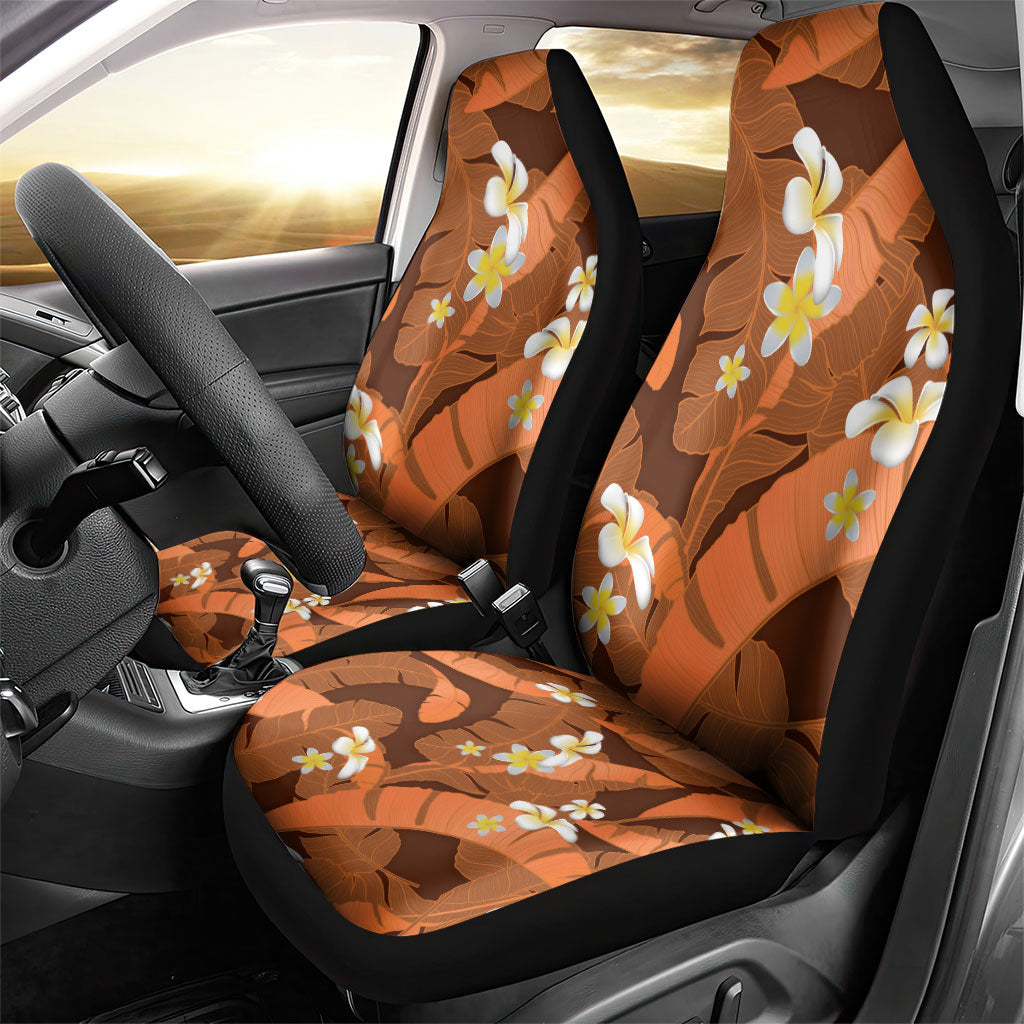 Orange Banana Leaf Hawaii Car Seat Cover Lau Maia Plumeria Tropical Summer Vibes LT14 - Polynesian Pride