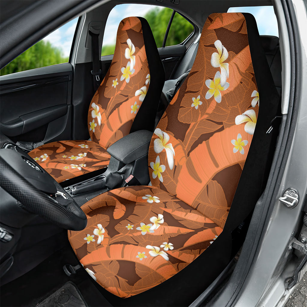 Orange Banana Leaf Hawaii Car Seat Cover Lau Maia Plumeria Tropical Summer Vibes LT14 - Polynesian Pride