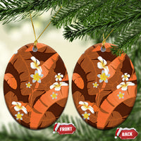Orange Banana Leaf Hawaii Ceramic Ornament Lau Maia Plumeria Tropical Summer Vibes