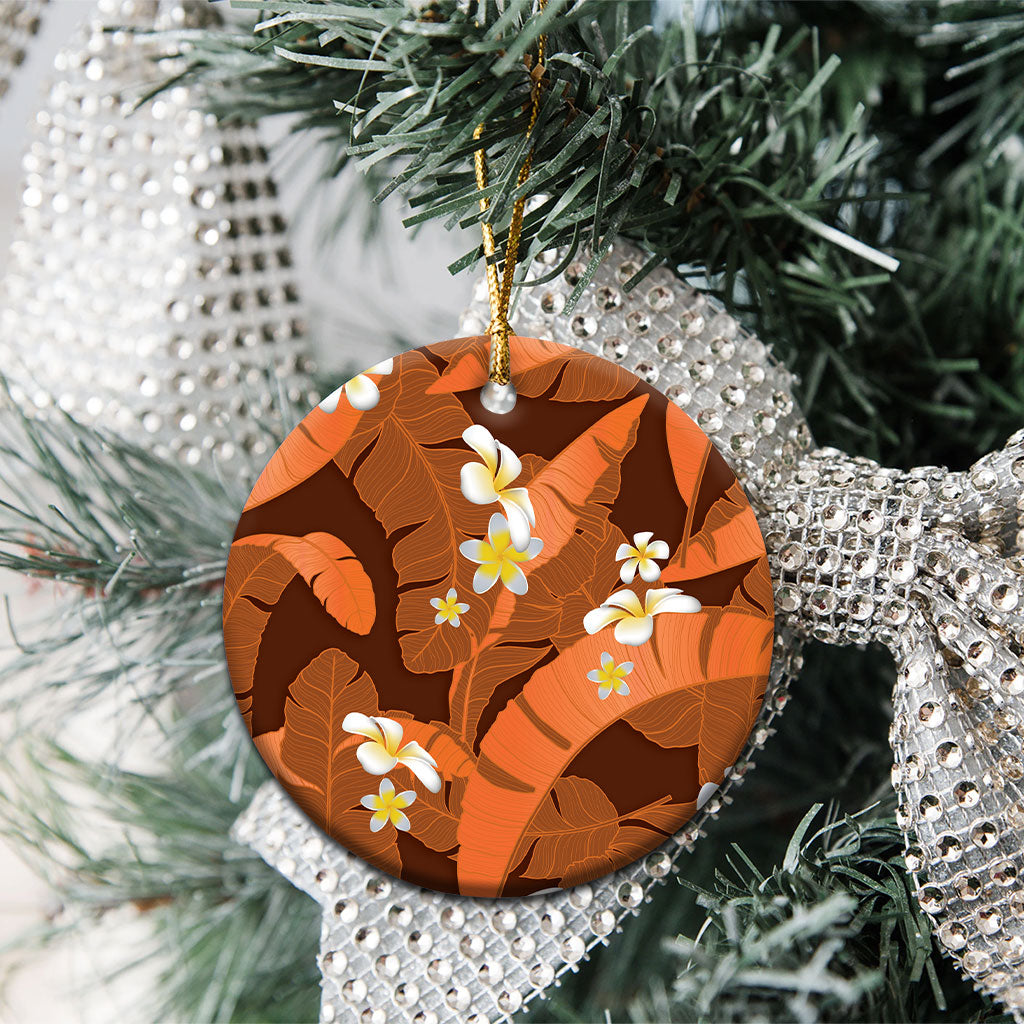Orange Banana Leaf Hawaii Ceramic Ornament Lau Maia Plumeria Tropical Summer Vibes