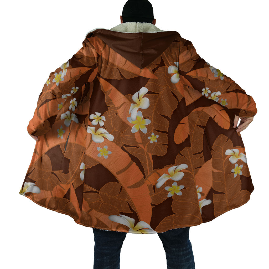 Orange Banana Leaf Hawaii Cloak Lau Maia Plumeria Tropical Summer Vibes LT14 - Polynesian Pride