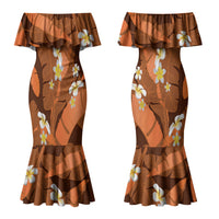 Orange Banana Leaf Hawaii Couples Matching Mermaid Dress and Long Sleeve Button Shirt Lau Maia Plumeria Tropical Summer Vibes LT14 - Polynesian Pride