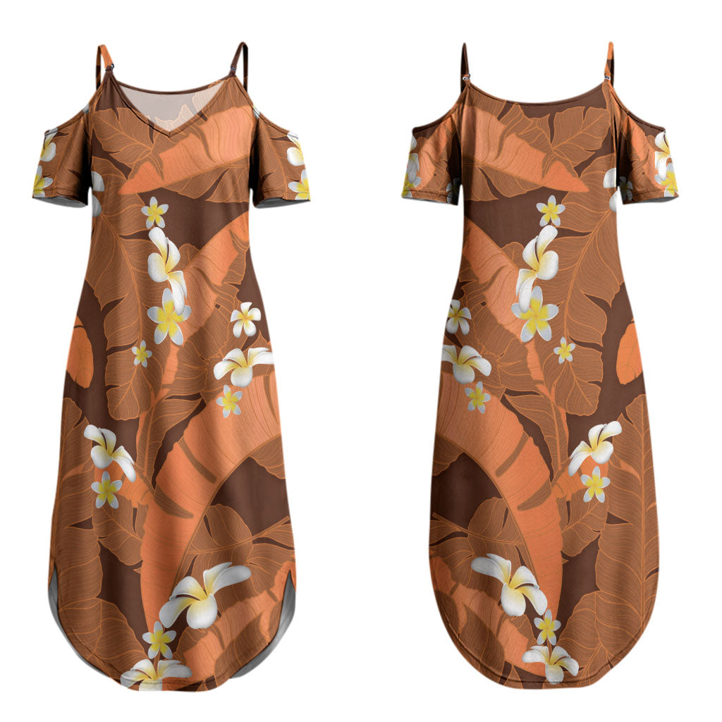 Orange Banana Leaf Hawaii Couples Matching Summer Maxi Dress and Hawaiian Shirt Lau Maia Plumeria Tropical Summer Vibes LT14 - Polynesian Pride