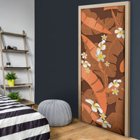 Orange Banana Leaf Hawaii Door Cover Lau Maia Plumeria Tropical Summer Vibes LT14 - Polynesian Pride