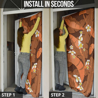 Orange Banana Leaf Hawaii Door Cover Lau Maia Plumeria Tropical Summer Vibes LT14 - Polynesian Pride