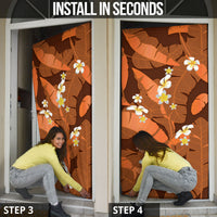 Orange Banana Leaf Hawaii Door Cover Lau Maia Plumeria Tropical Summer Vibes LT14 - Polynesian Pride