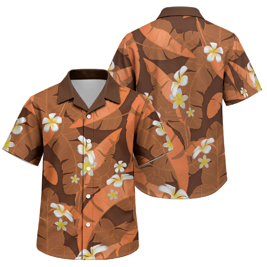 Orange Banana Leaf Hawaii Family Matching Long Sleeve Bodycon Dress and Hawaiian Shirt Lau Maia Plumeria Tropical Summer Vibes LT14 Son's Shirt Orange - Polynesian Pride