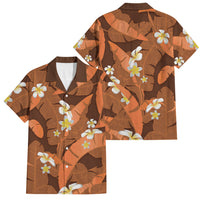 Orange Banana Leaf Hawaii Family Matching Off The Shoulder Long Sleeve Dress and Hawaiian Shirt Lau Maia Plumeria Tropical Summer Vibes LT14 Dad's Shirt - Short Sleeve Orange - Polynesian Pride
