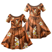 Orange Banana Leaf Hawaii Family Matching Off The Shoulder Long Sleeve Dress and Hawaiian Shirt Lau Maia Plumeria Tropical Summer Vibes LT14 Daughter's Dress Orange - Polynesian Pride