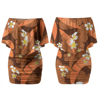 Orange Banana Leaf Hawaii Family Matching Off Shoulder Short Dress and Hawaiian Shirt Lau Maia Plumeria Tropical Summer Vibes LT14 Mom's Dress Orange - Polynesian Pride