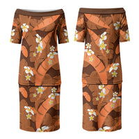 Orange Banana Leaf Hawaii Family Matching Puletasi and Hawaiian Shirt Lau Maia Plumeria Tropical Summer Vibes LT14 Mom's Dress Orange - Polynesian Pride