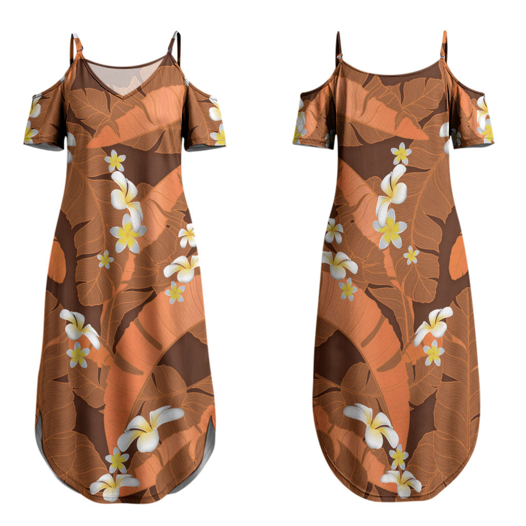 Orange Banana Leaf Hawaii Family Matching Summer Maxi Dress and Hawaiian Shirt Lau Maia Plumeria Tropical Summer Vibes LT14 Mom's Dress Orange - Polynesian Pride