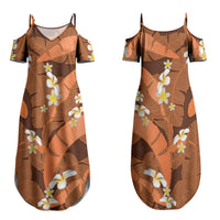 Orange Banana Leaf Hawaii Family Matching Summer Maxi Dress and Hawaiian Shirt Lau Maia Plumeria Tropical Summer Vibes LT14 Mom's Dress Orange - Polynesian Pride