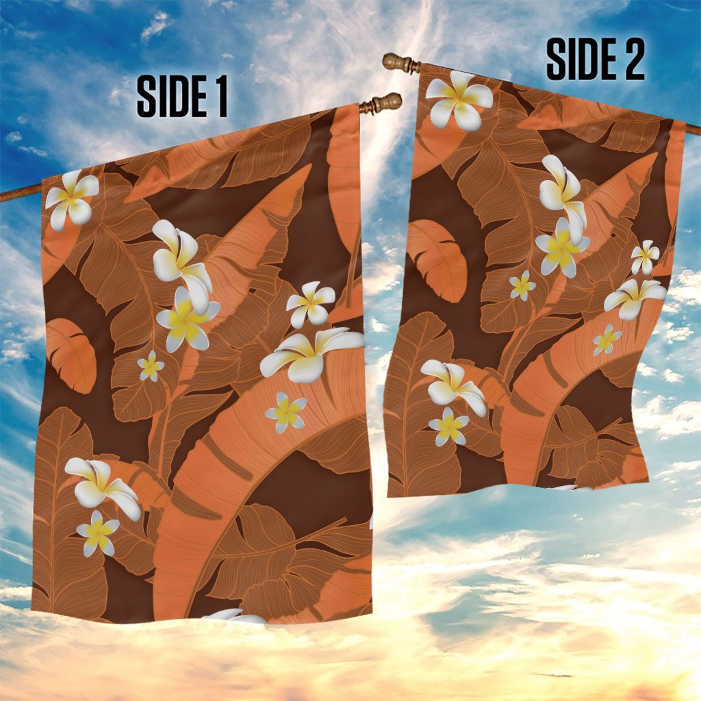 Orange Banana Leaf Hawaii Garden Flag Lau Maia Plumeria Tropical Summer Vibes LT14 - Polynesian Pride