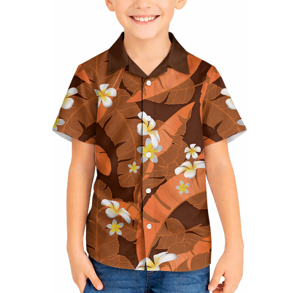 Orange Banana Leaf Hawaii Hawaiian Shirt Lau Maia Plumeria Tropical Summer Vibes LT14 - Polynesian Pride