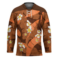 Orange Banana Leaf Hawaii Hockey Jersey Lau Maia Plumeria Tropical Summer Vibes LT14 Unisex Orange - Polynesian Pride