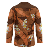 Orange Banana Leaf Hawaii Hockey Jersey Lau Maia Plumeria Tropical Summer Vibes LT14 - Polynesian Pride