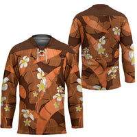 Orange Banana Leaf Hawaii Hockey Jersey Lau Maia Plumeria Tropical Summer Vibes LT14 - Polynesian Pride