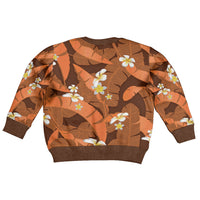 Orange Banana Leaf Hawaii Kid Ugly Christmas Sweater Lau Maia Plumeria Tropical Summer Vibes