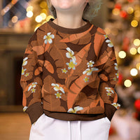 Orange Banana Leaf Hawaii Kid Ugly Christmas Sweater Lau Maia Plumeria Tropical Summer Vibes