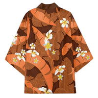 Orange Banana Leaf Hawaii Kimono Lau Maia Plumeria Tropical Summer Vibes LT14 - Polynesian Pride