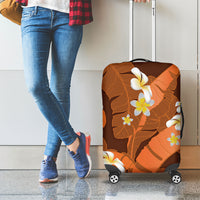 Orange Banana Leaf Hawaii Luggage Cover Lau Maia Plumeria Tropical Summer Vibes LT14 - Polynesian Pride