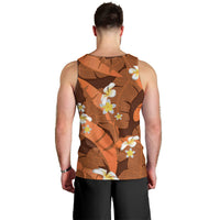 Orange Banana Leaf Hawaii Men Tank Top Lau Maia Plumeria Tropical Summer Vibes LT14 - Polynesian Pride
