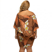 Orange Banana Leaf Hawaii Off Shoulder Short Dress Lau Maia Plumeria Tropical Summer Vibes LT14 - Polynesian Pride