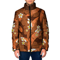 Orange Banana Leaf Hawaii Padded Jacket Lau Maia Plumeria Tropical Summer Vibes LT14 Men Orange - Polynesian Pride