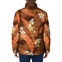Orange Banana Leaf Hawaii Padded Jacket Lau Maia Plumeria Tropical Summer Vibes LT14 - Polynesian Pride
