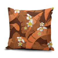 Orange Banana Leaf Hawaii Pillow Cover Lau Maia Plumeria Tropical Summer Vibes LT14 Orange - Polynesian Pride