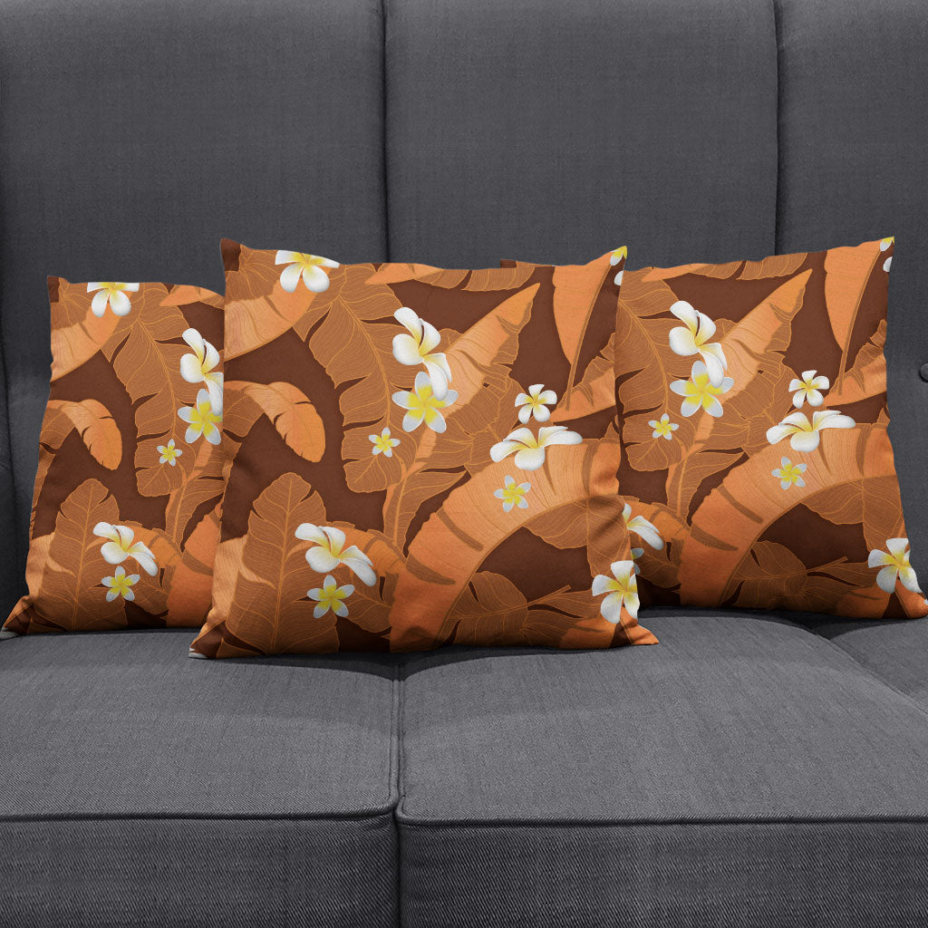 Orange Banana Leaf Hawaii Pillow Cover Lau Maia Plumeria Tropical Summer Vibes LT14 - Polynesian Pride