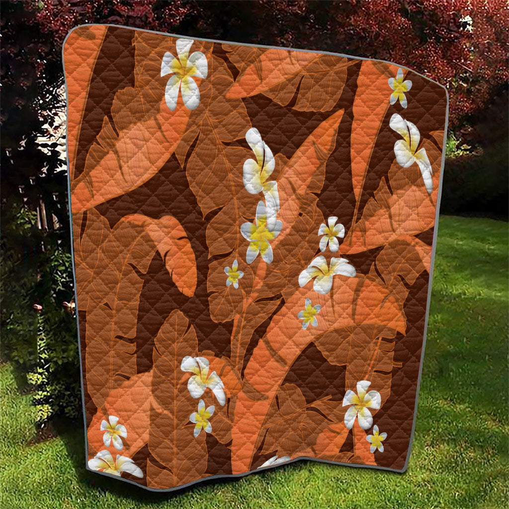 Orange Banana Leaf Hawaii Quilt Lau Maia Plumeria Tropical Summer Vibes LT14 - Polynesian Pride