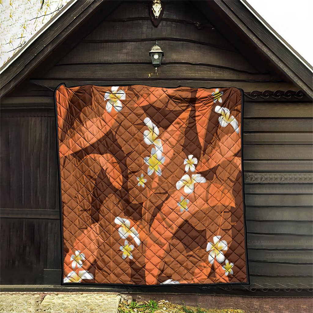Orange Banana Leaf Hawaii Quilt Lau Maia Plumeria Tropical Summer Vibes LT14 - Polynesian Pride