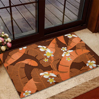 Orange Banana Leaf Hawaii Rubber Doormat Lau Maia Plumeria Tropical Summer Vibes LT14 - Polynesian Pride