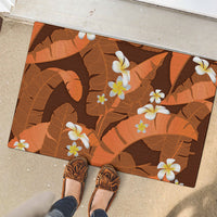 Orange Banana Leaf Hawaii Rubber Doormat Lau Maia Plumeria Tropical Summer Vibes LT14 - Polynesian Pride