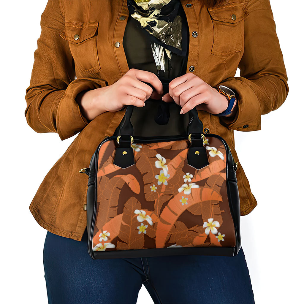 Orange Banana Leaf Hawaii Shoulder Handbag Lau Maia Plumeria Tropical Summer Vibes LT14 - Polynesian Pride